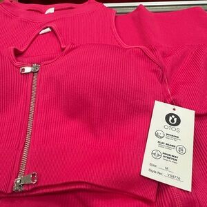 OTOS Ribbed Zip-Up Top and shorts set